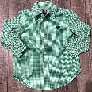 Chaps Button Down Gingham Long Sleeve Toddler Boy's Shirt 3/3T